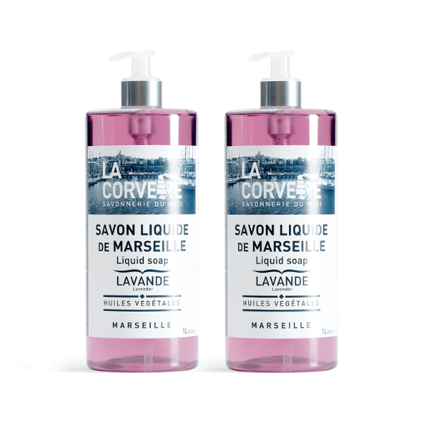 2 x 1L LAVANDE 2-litre batch of La Corvette lavender liquid Marseille soap