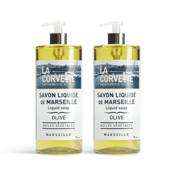 2 x 1L OLIVE Liquid Marseille olive soap - set of 2