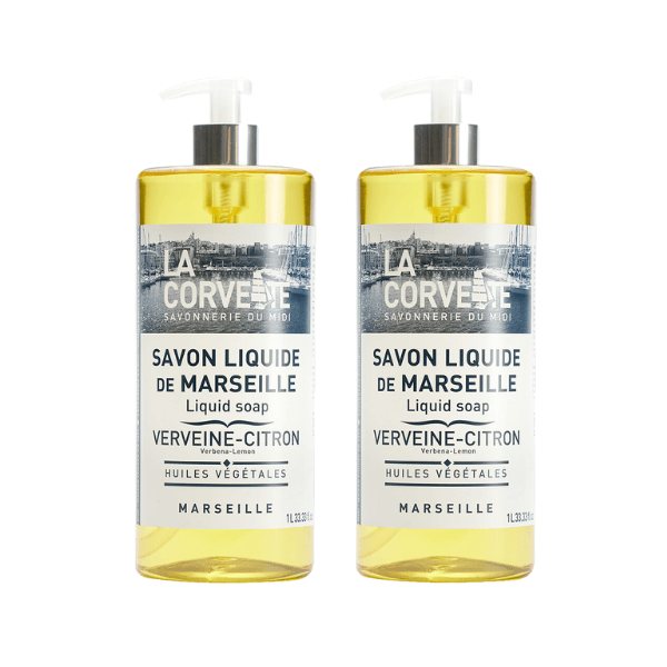 Lot 2 x 1L Verveine Citron Lemon verbena liquid soap promo pack